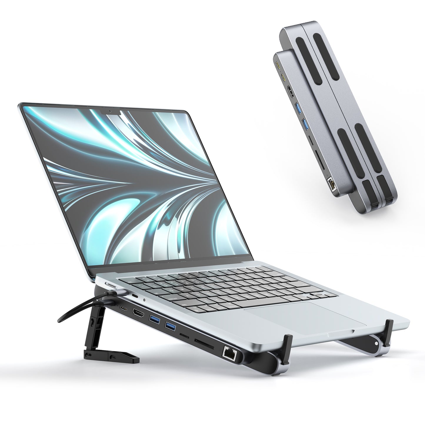 GEODMAER USB C Laptop Docking Station Stand